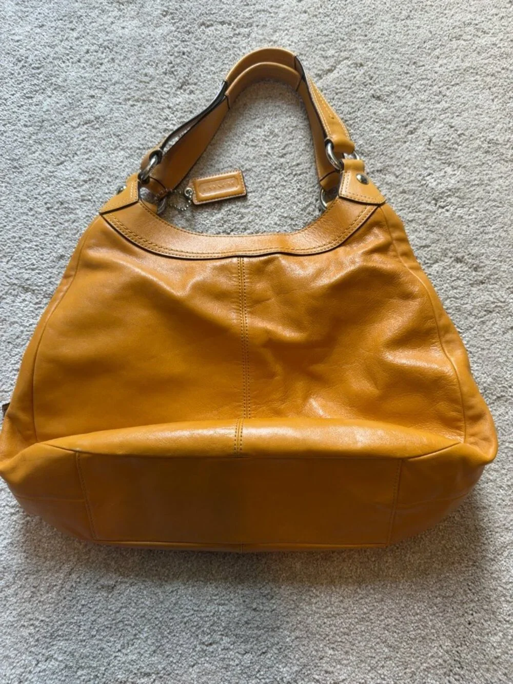 Coach Mustard Yellow Leather Hobo Shoulder Bag Buckle Y2K F16073